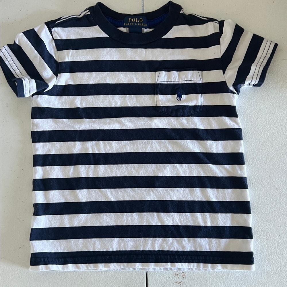 Polo by Ralph Lauren Kids Striped Navy and White Tee - Picture 2 of 4